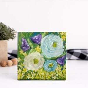 Mini floral acrylic painting, home decor, gifts